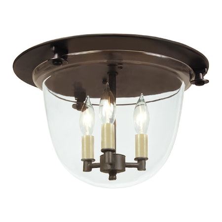 Classic Flush Mount Bell Lantern With Clear Glass